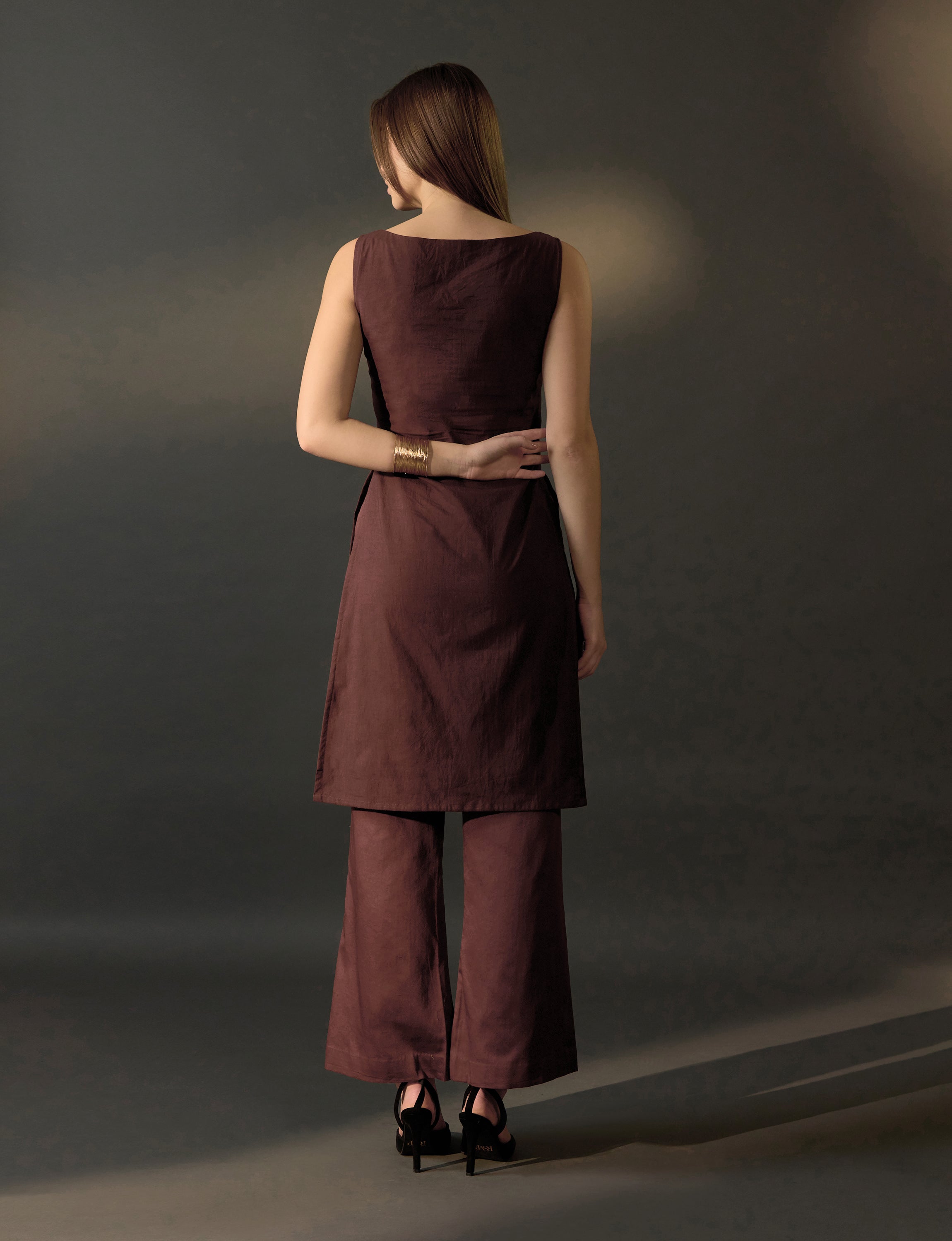 Brown Cutwork Kurta